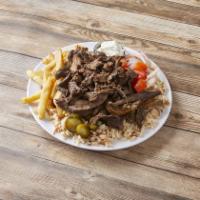 Shawarma Plate Lunch · Chicken or beef. Served with choice of soup, salad, rice or fries.