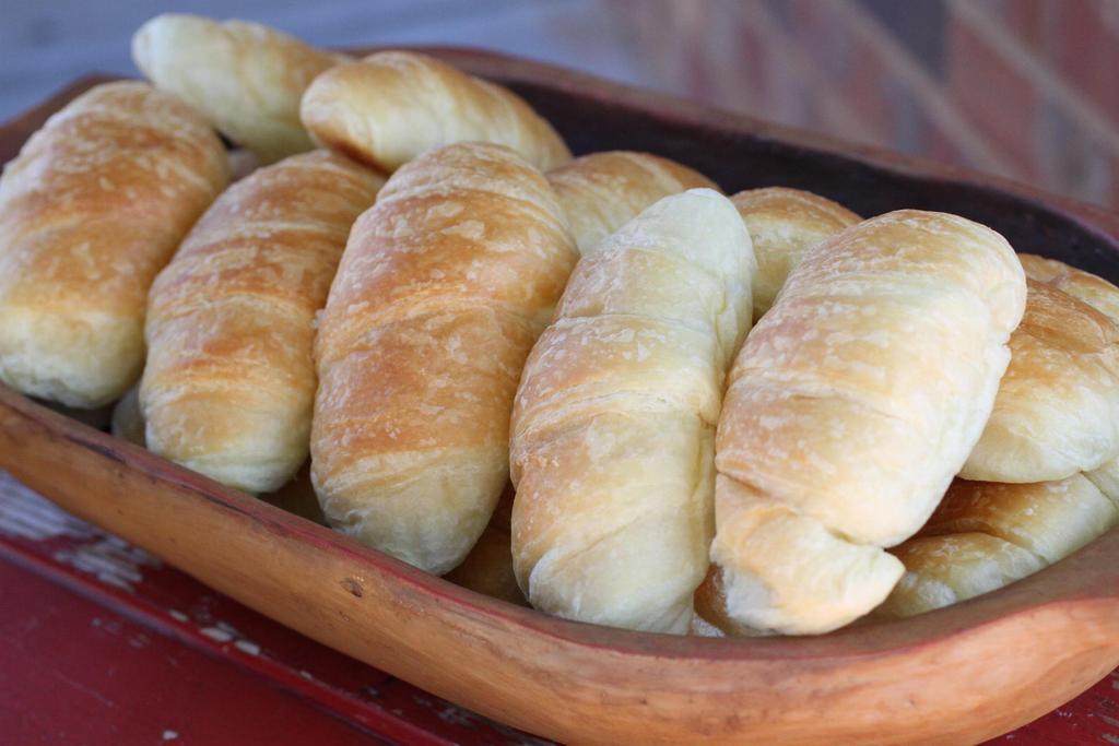 6 Mini Croissants  · 6 freshly baked all butter mini croissants - goes great with Mcentyre's homemade chicken salad and pimento cheese.
