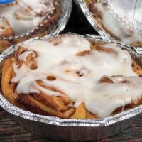 Scratch Made Cinnamon Rolls · 6 freshly baked cinnamon rolls per tin, covered with McEntyre's scratch made cinnamon roll g...
