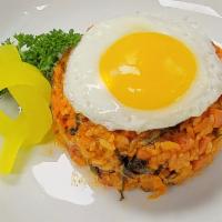 Kimchi Fried Rice · Kimchi fried rice topped w/fried egg
