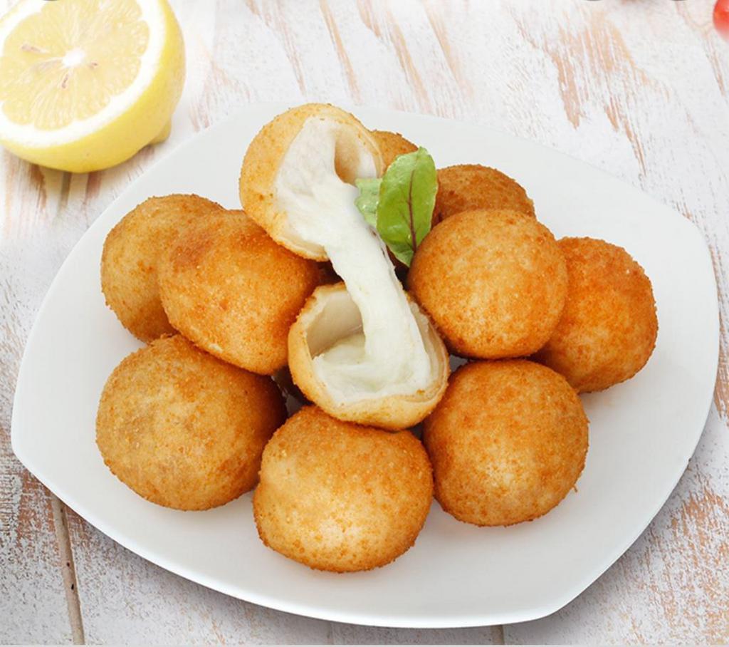 Cheese Ball · 4 pcs of crunchy mozzarella & provolone cheese balls that are battered and deep fried to perfection.