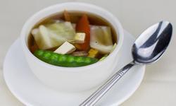 Garden Vegetable Soup with Tofu · Clear chicken broth with mixed vegetables with tofu pieces. Add white meat for an additional...