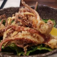 Geso Karaage · Deep fried squid tentacles.
