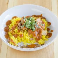 Tandoori Masala Chicken Bowl · Saffron rice, grilled chicken, masala sauce and fresh greens.
