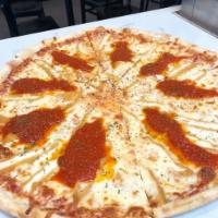 Chicken Parm Pizza · Chopped chicken cutlet with marinara sauce and melted cheese.