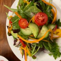 Black Pepper Vinaigrette Salad · Gluten Free, Vegan. Green Salad with Cucumbers, Radish, Tomato, Carrot. Homemade Simple Vina...