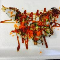 M1. Tiger Roll · Double shrimp tempura, avocado, eel sauce and masago.