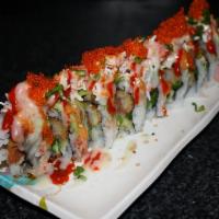 Man on Fire Rolls · In: panko breaded shrimp, spicy tuna, habanero sauce. Out: avocado, krab mix, tobiko, gourme...