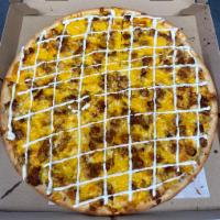 All American Pizza · Chicken cutlets, bacon, cheddar and ranch.