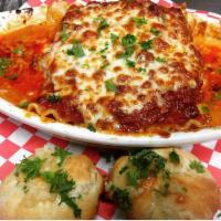 Homemade Meat Lasagna  · Layers of pasta, ricotta, mozzarella, and homemade meat sauce. Baked to perfection.