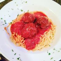 Spaghetti with Meatballs · Fresh meatballs served over pasta.