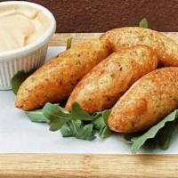 Potato Croquette · Potato croquettes, cheese, sea salt, served with homemade spicy mayo