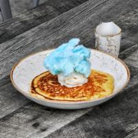 Kids Hotcake · 1 cake served with syrup, berry compote, fairy floss (cotton candy) and vanilla bean ice cre...