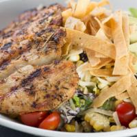 Southwest Salad · Herb marinated grilled chicken, chihuahua cheese, avocado, tomato, black beans, roasted corn...