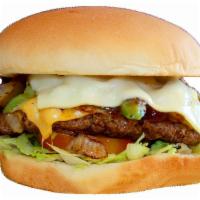 Jimmy's Special Burger · Lettuce, Tomato, Pickles, Mayo, Mustard, Ketchup, Sauteed onion, Bell pepper, Mushroom, Jala...