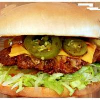Jalapeno Cheeseburger · Lettuce, Tomato, Pickle, Mayo, Jalapeno, American cheese