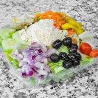 Via Mia Greek Salad · Lettuce, cherry tomatoes, onion, olives, cucumber, artichoke hearts, carrots, pepperoncini a...