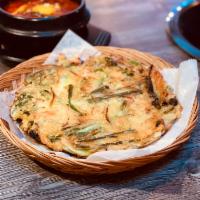 3. Heamul Pa-Jeon · Seafood and green onion Korean style pancake.