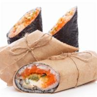 Sushi Burrito · Sushi rice or organic brown rice in a seaweed wrap.