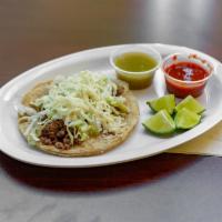 Gringo Taco · Corn or flour tortilla with your choice of meat, lettuce and cheese. Served with hot salsa a...