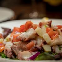 Pulpo Salad · octopus red potato tomato caper onion lemon olive oil