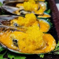 Dynamite Baked Mussels  · 6 baked mussels topped with red masago caviar (extra cooking time)