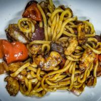 Hong Kong Street Noodles *NEW* · Wok tossed in our house made BBQ sauce
thick & slippery udon noodles with red bell peppers, ...