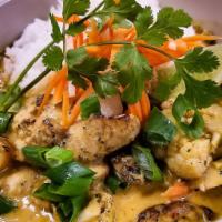 Chicken Curry Rice Bowl · Slightly spicy, creamy and flavorful curry made with coconut cream, seasoned vegetables over...