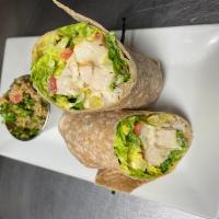 Honey Mustard Chicken Wrap · Grilled chicken, honey mustard, dill havarti, greens, tomato, and whole wheat wrap.
