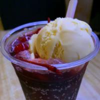 Cherry Coke Float · Coke, cherry syrup, and vanilla ice cream.