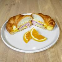 Croissant Sandwich · Egg, ham, and cheddar cheese.