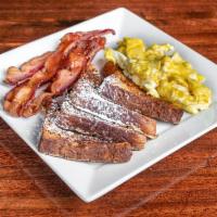 French Platter · French toast served with 2 eggs and choice of sausage, Canadian bacon, bacon, ham or chicken...