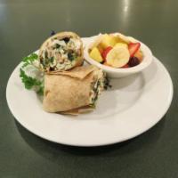 Power-Up Wrap · Egg whites, turkey, spinach, mushrooms, cheese and your choice of tortilla.