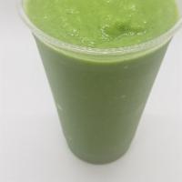 Kale Tropical Smoothie · Pineapple, banana and kale blended with sugarcane juice, coconut milk, red guava juice, ice ...