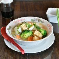 Vegetable & Tofu Noodle Soup · Vegetable & Fried Tofu with Rice Noodle in Vegetable Broth