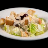 Chicken Caesar Salad · Romaine lettuce with applewood smoked or grilled chicken, Parmesan, Caesar dressing, and gar...