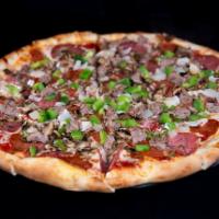 Di Bufala's Pizza · Salami, sausage, pepperoni, onions, bell peppers, and mushrooms.