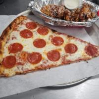 Knockout Slice with 1 Topping, Wings and Drink Special · Your choice topping, wings style, sauce and drink. 