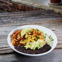 Burrito Bowl · Choice of chicken, ground beef, carnitas, or grilled veggies over rice and beans topped with...
