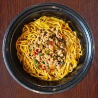 Bam Bam Noodles  · Dry noodle (wheat flour), stirred and seasoned, with mild-spicy minced pork on top. very mil...