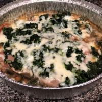 Chicken Saltimbocca · Dinner portion. Chicken scallopini sauteed with mushrooms in a creamy sherry sauce topped wi...