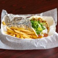 Lamb and Beef Gyro Wrap · Romaine lettuce, tomatoes, onions and tzatziki sauce.