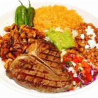 T - Bone · Definitely for the meat lover!! A hearty 12-oz T-Bone steak charbroiled and smothered with s...