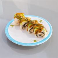 Caterpillar Roll · Eel inside. Topped with avocado, teriyaki sauce and sesame seeds.  
4 Pieces