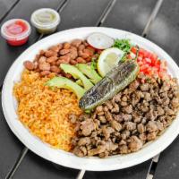Plato Mexicano · Served with your choice of carne asada, grill sirlion, pollo asada, grilled chicken or fish,...