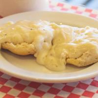 #4. Mama’s Granddaughters Special · 2 biscuits and gravy add sausage, bacon, or ham
