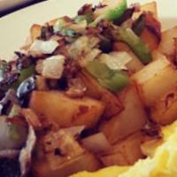 Home Fries · Served with bell peppers and onions.