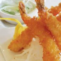 Shrimp Tempura · 5 pieces. Deep-fried shrimps.