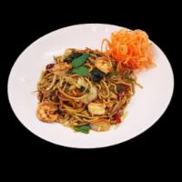 (New) Basil Lo Mein · Lo Mein noodles tossed with basil leaves, cabbage, carrots, onions, scallions, bell peppers ...