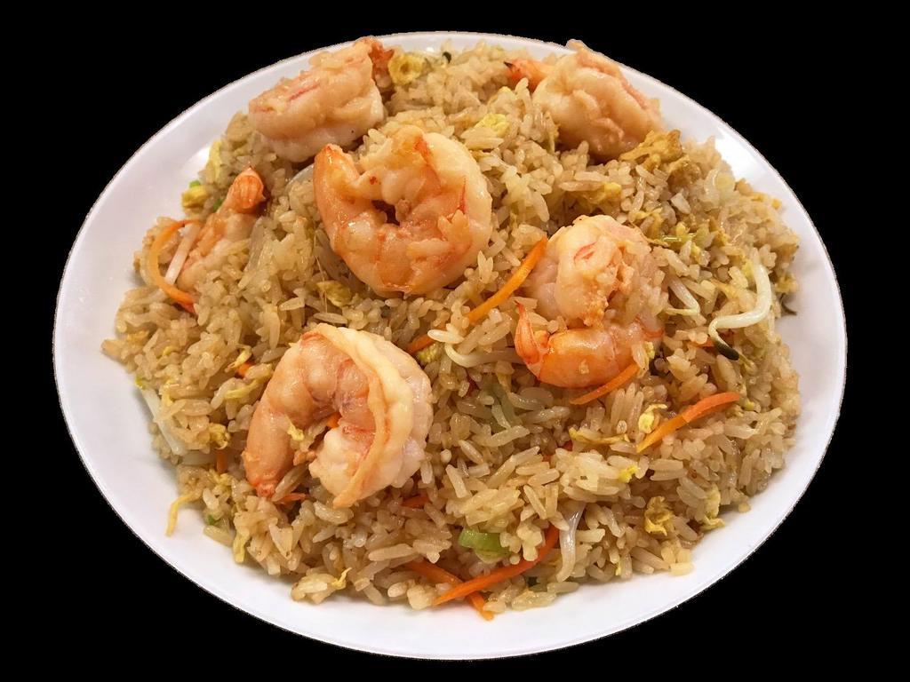 House Fried Rice · Choice of protein tossed with carrots, bean sprouts, onions and eggs.